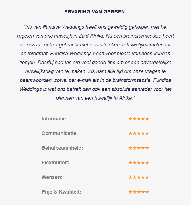 Trouwen in Zuid-Afrika