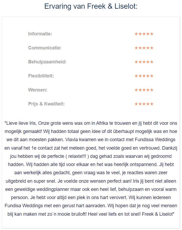 Trouwen in Zuid-Afrika